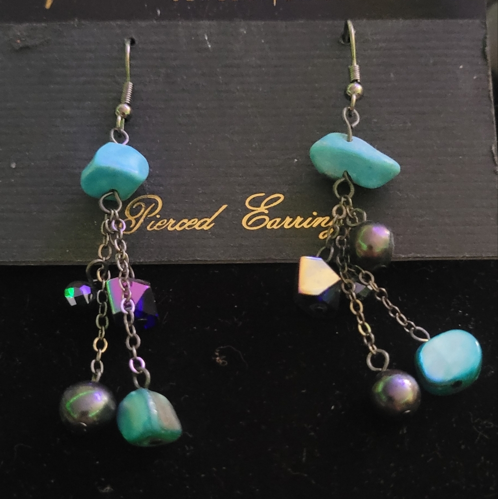 Park Lane Turquoise and Black Dangle Earrings